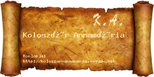 Koloszár Annamária névjegykártya
