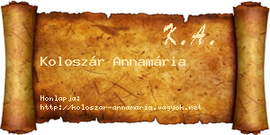 Koloszár Annamária névjegykártya