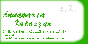 annamaria koloszar business card